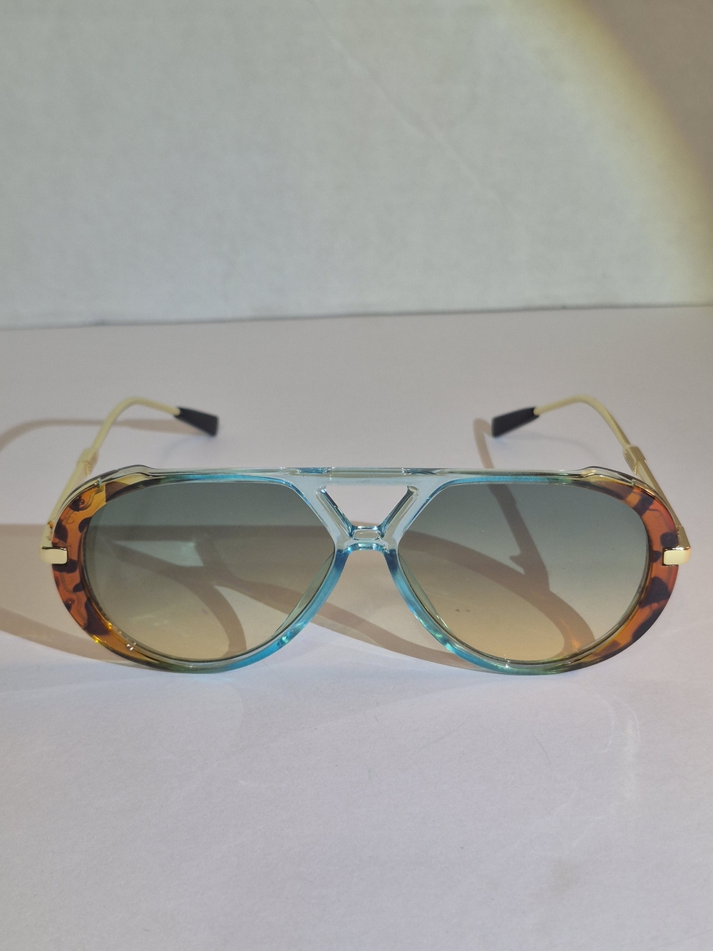 Blue-Tortoise Gradient Aviator Sunglasses - Women Accessories